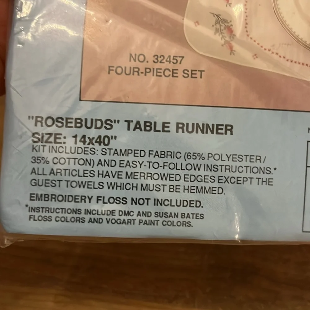 Bucilla Stamped Cross Stitch Table Runner “Rosebuds” New 40” x 14” Floral